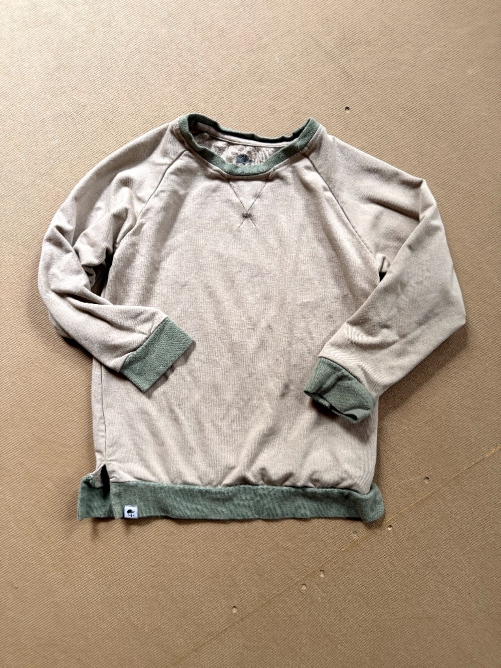 George Hats Bamboo Crewneck Sweatshirt Neutral Beige Sage Size 5-6T